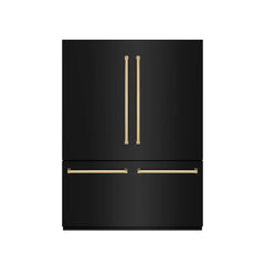 ZLINE Autograph Edition 60 Inch 32.2 cu. ft. French Door Built-In Bottom Freezer Refrigerator with Water Dispenser and Ice Maker in Black Stainless Steel with Graphite Gray Interior - GRBIV - The Home Selection