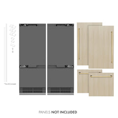 ZLINE Autograph Edition 60 Inch 32.2 cu. ft. Panel Ready French Door Built-In Bottom Freezer Refrigerator with Water Dispenser and Ice Maker with Graphite Gray Interior - GRBIVZ-60 - The Home Selection