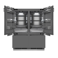 ZLINE Autograph Edition 60 Inch 32.2 cu. ft. Panel Ready French Door Built-In Bottom Freezer Refrigerator with Water Dispenser and Ice Maker with Graphite Gray Interior - GRBIVZ-60 - The Home Selection