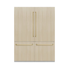 ZLINE Autograph Edition 60 Inch 32.2 cu. ft. Panel Ready French Door Built-In Bottom Freezer Refrigerator with Water Dispenser and Ice Maker with Graphite Gray Interior - GRBIVZ-60 - The Home Selection