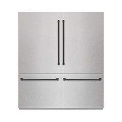 ZLINE Autograph Edition 72 in. 39.6 cu. ft. French Door Built-In Bottom Freezer Refrigerator with Water Dispensers and Ice Makers in DuraSnow® Stainless Steel with graphite Gray Interior - GRBITZ-SN-72 - The Home Selection