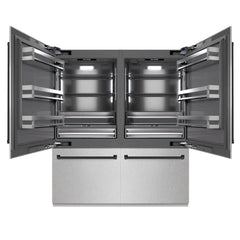 ZLINE Autograph Edition 72 in. 39.6 cu. ft. French Door Built-In Bottom Freezer Refrigerator with Water Dispensers and Ice Makers in DuraSnow® Stainless Steel with graphite Gray Interior - GRBITZ-SN-72 - The Home Selection