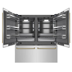 ZLINE Autograph Edition 72 in. 39.6 cu. ft. French Door Built-In Bottom Freezer Refrigerator with Water Dispensers and Ice Makers in Stainless Steel with Graphite Gray Interior Helix Handles - GRBITZ-30472 - The Home Selection