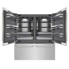ZLINE Autograph Edition 72 in. 39.6 cu. ft. French Door Built-In Bottom Freezer Refrigerator with Water Dispensers and Ice Makers in Stainless Steel with Graphite Gray Interior Helix Handles - GRBITZ-30472 - The Home Selection