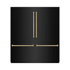 ZLINE Autograph Edition 72 in. 39.6 cu. ft. French Door Built-In Bottom Freezer Refrigs erator with Water Dispensers and Ice Makers in Black Stainles Steel with Graphite Gray Interior - GRBITZ-BS-72 - The Home Selection
