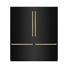 ZLINE Autograph Edition 72 in. 39.6 cu. ft. French Door Built-In Bottom Freezer Refrigs erator with Water Dispensers and Ice Makers in Black Stainles Steel with Graphite Gray Interior - GRBITZ-BS-72 - The Home Selection