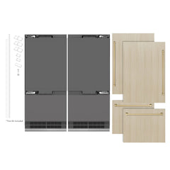 ZLINE Autograph Edition 72 in. 39.6 cu. ft. Panel Ready French Door Built-In Bottom Freezer Refrigerator with Water Dispensers and Ice Makers with Graphite Gray Interior - GRBITZ-72 - The Home Selection