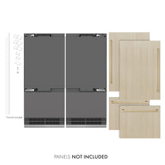 ZLINE Autograph Edition 72 in. 39.6 cu. ft. Panel Ready French Door Built-In Bottom Freezer Refrigerator with Water Dispensers and Ice Makers with Graphite Gray Interior - GRBITZ-72 - The Home Selection