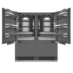 ZLINE Autograph Edition 72 in. 39.6 cu. ft. Panel Ready French Door Built-In Bottom Freezer Refrigerator with Water Dispensers and Ice Makers with Graphite Gray Interior - GRBITZ-72 - The Home Selection