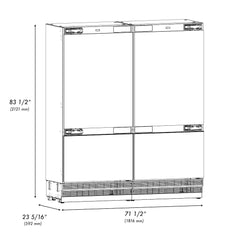 ZLINE Autograph Edition 72 in. 39.6 cu. ft. Panel Ready French Door Built-In Bottom Freezer Refrigerator with Water Dispensers and Ice Makers with Graphite Gray Interior - GRBITZ-72 - The Home Selection