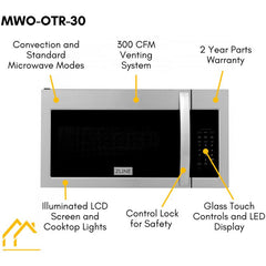 ZLINE Over the Range Convection Microwave Oven in Stainless Steel with Modern Handle and Sensor Cooking, MWO-OTR-30 - The Home Selection