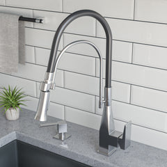 Alfi Square Kitchen Faucet with Rubber Stem - Brushed Nickel