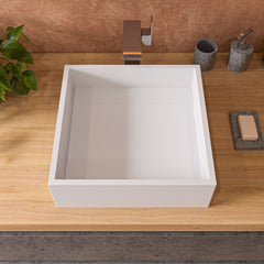 Alfi 14  Square White Matte Solid Surface Resin Sink - ABRS14S