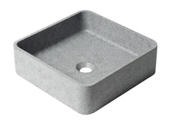 Alfi 16" Solid Concrete Chiseled Style Square Above Mount Vessel Sink - Gray Matte