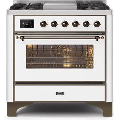 ILVE 36" Majestic II Series Dual Fuel Natural Gas Range with 6 Burners and Griddle with 3.5 cu. ft. Oven Capacity TFT Oven Control Display - UM09FDNS3
