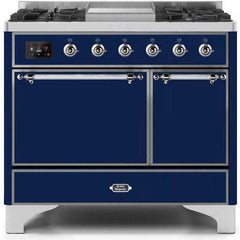 ILVE 40" Majestic II Series Natural/ Propane Gas Burner and Electric Oven Range with 6 Sealed Burners (UMD10FDQNS3) - Ate and Drank