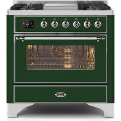 ILVE 36" Majestic II Series Dual Fuel Natural Gas Range with 6 Burners and Griddle with 3.5 cu. ft. Oven Capacity TFT Oven Control Display - UM09FDNS3