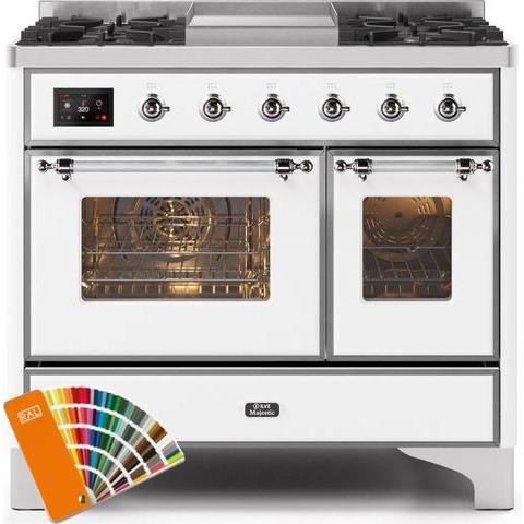 ILVE 40" Majestic II Series Natural Gas/ Propane Gas Burner and Electric Oven with 6 Sealed Burners - UMD10FDNS3