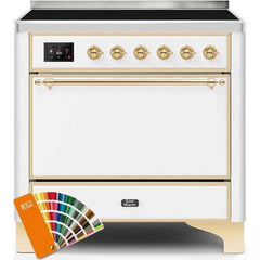 ILVE 36" Majestic II Series Induction Range with 5 Elements 3.5 cu. ft. Oven Capacity TFT Oven Control Display Solid Door (UMI09QNS3) - Ate and Drank