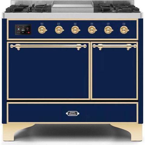 ILVE 40" Majestic II Series Natural/ Propane Gas Burner and Electric Oven Range with 6 Sealed Burners - UMD10FDQNS3