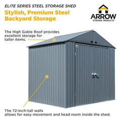 Arrow Elite Steel Storage Shed, 8x6, - EG86
