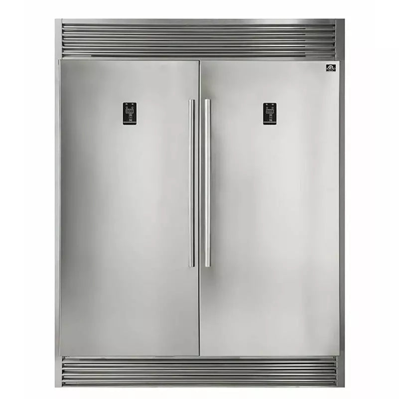 Forno 5-Piece Appliance Package - 36" Gas Range, 56" Pro-Style Refrigerator, Wall Mount Hood with Backsplash, Microwave Drawer, & 3-Rack Dishwasher in Stainless Steel