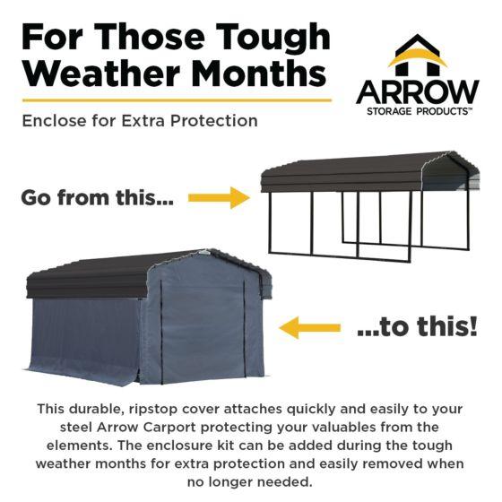 Arrow Enclosure Kit for Arrow Carport, 12 ft. x 20 ft. Gray - 10181