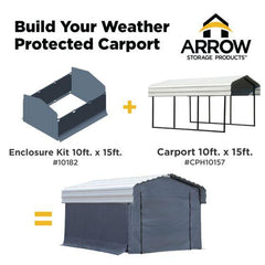 Arrow Enclosure Kit for Arrow Carport, 10 ft. x 15 ft. Gray- 10182