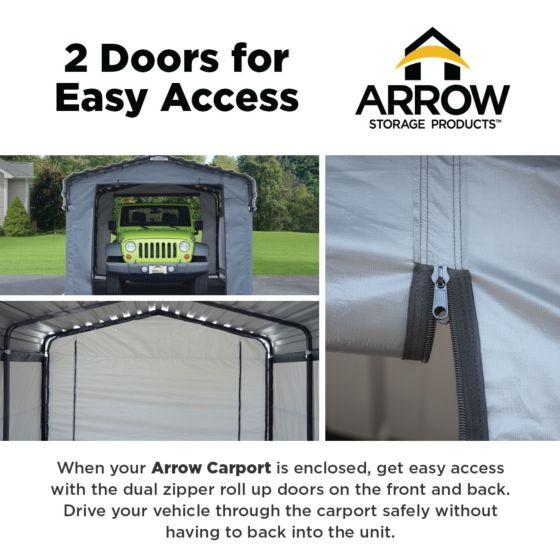 Arrow Enclosure Kit for Arrow Carport, 10 ft. x 15 ft. Gray- 10182