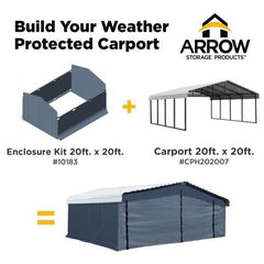 Arrow Enclosure Kit for Arrow Carport, 20 ft. x 20 ft. Gray - 10183