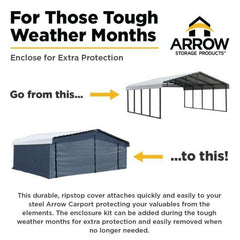 Arrow Enclosure Kit for Arrow Carport, 20 ft. x 20 ft. Gray - 10183