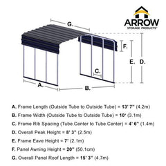 Arrow Carport, 10 ft. x 15 ft. x 7 ft. Eggshell - CPH101507