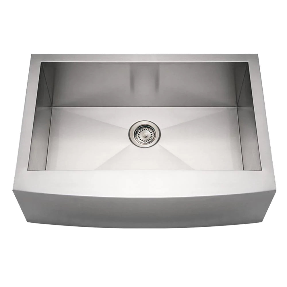 WHITEHAUS 30″ Noah’s Collection Brushed Stainless Steel Commercial Single Bowl Sink with an Arched Front ApronWHNCMAP3021