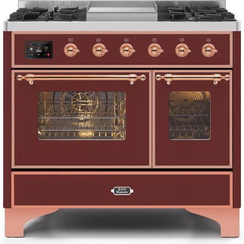 ILVE 40" Majestic II Series Natural Gas/ Propane Gas Burner and Electric Oven with 6 Sealed Burners (UMD10FDNS3) - Ate and Drank