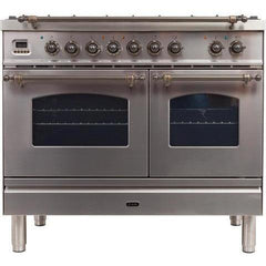 ILVE 40" Nostalgie Series Freestanding Double Oven Dual Fuel Range with 5 Sealed Burners and Griddle (UPDN100FDM) - Ate and Drank