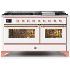 ILVE 60" Majestic II Series Freestanding Dual Fuel Double Oven Range with 8 Sealed Burners, Triple Glass Cool Door, Convection Oven, TFT Oven Control Display, Child Lock and Griddle (UM15F) - Ate and Drank