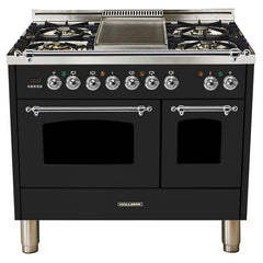 Hallman 40 in. Double Oven Duel Fuel Italian Range, LP Gas, Chrome Trim HDFR40CMLP