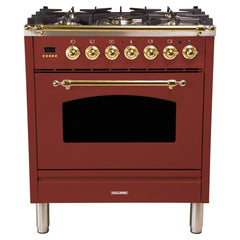 Hallman 30 in. Single Oven Duel Fuel Italian Range, Brass Trim HDFR30BS