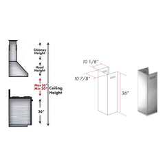 ZLINE 1-36" Chimney Extension for 9 ft. to 10 ft. Ceilings - 1PCEXT-ALP70WL