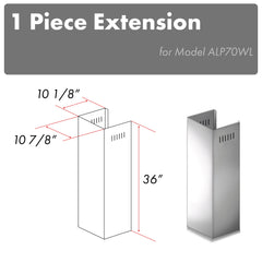 ZLINE 1-36" Chimney Extension for 9 ft. to 10 ft. Ceilings - 1PCEXT-ALP70WL