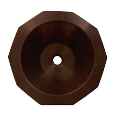 WHITEHAUS 16″ Copperhaus Decagon Shaped above Mount Copper Bathroom Basin with Smooth Texture and 1 1/2″ Center Drain - WHOCTDWV16-OCS