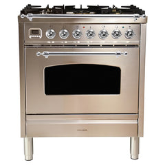 Hallman 30 in. Single Oven All Gas Italian Range, LP Gas, Chrome Trim HGR30CMLP