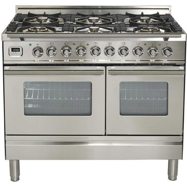 ILVE 40" Professional Plus Series Freestanding Double Oven Dual Fuel Range with 6 Sealed Burners (UPDW1006D) - Ate and Drank