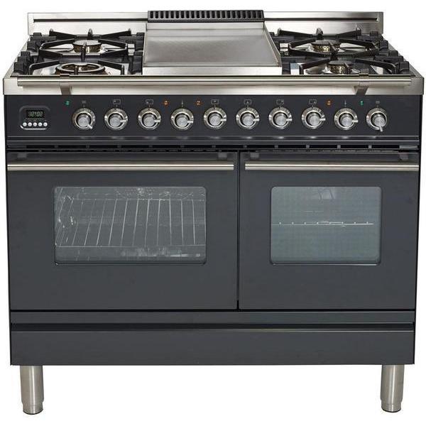 ILVE 40" Professional Plus Series Freestanding Double Oven Dual Fuel Range with 5 Sealed Burners and Griddle (UPDW100FDM) - Ate and Drank