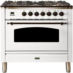 ILVE 36" Nostalgie Series Freestanding Single Oven Dual Fuel Range with 5 Sealed Burners and Griddle (UPN90FDM) - Ate and Drank