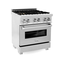 ZLINE 30" Professional Dual Fuel Range in DuraSnow® RAS-SN-30