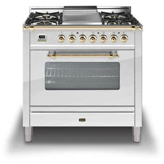 ILVE 36" Professional Plus Series Freestanding Single Oven Gas Range with 5 Sealed Burners (UPW90FDV) - Ate and Drank