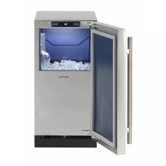 Saffire 15" Clear Ice Machine Square Cube Ice: Gravity Drain, Pump Models, Auto Shut-Off, Energy Star , Zero Clearance Design, Electronic Control, Full LED and Quiet Mode - SSIM15