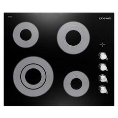 Cosmo 24" Electric Ceramic Glass Cooktop with 4 Elements, Dual Zone Element, Hot Surface Indicator Light and Control Knobs - COS-244ECC