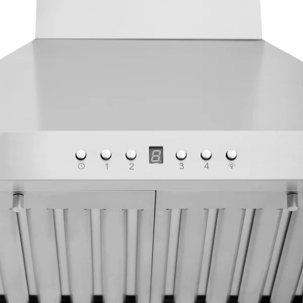 ZLINE 24-Inch Convertible Wall Mount Range Hood in Stainless Steel with Set of 2 Charcoal Filters, LED lighting and Dishwasher-Safe Baffle Filters - KB-CF-24